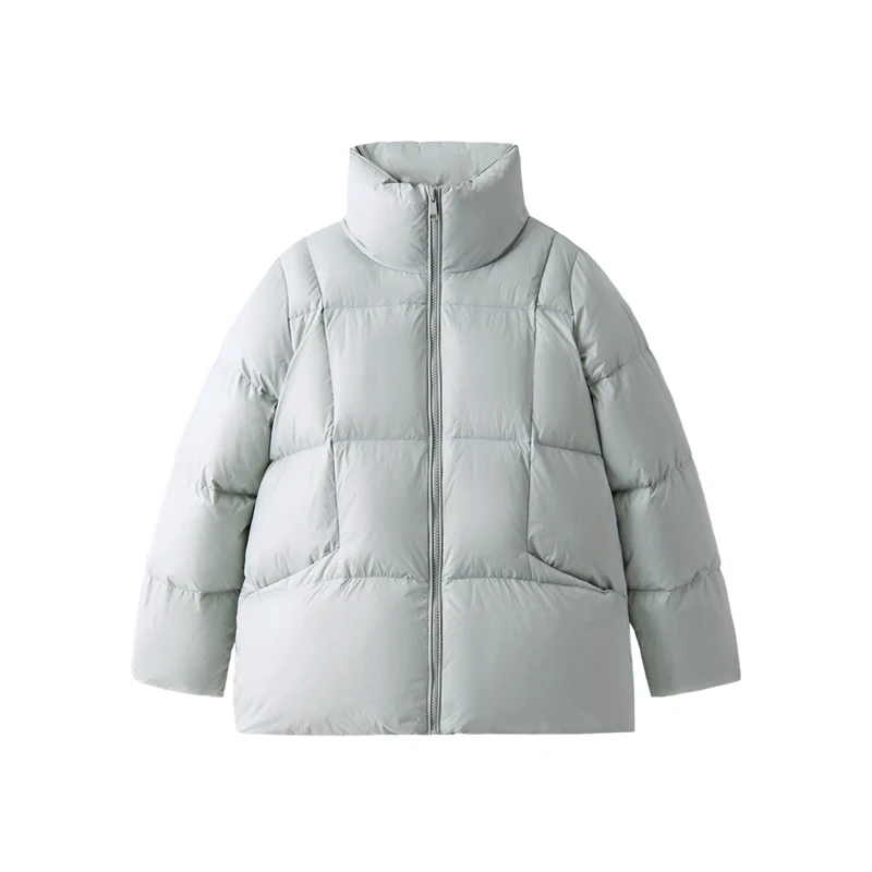 High-quality Puffer Jacket Women  90%  White Goose Down  Casual  Winter  Jacket Women  Wide-waisted  Zipper  Pockets
