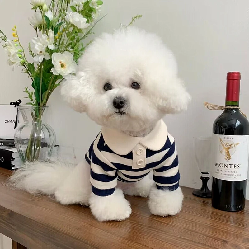 Fashion Summer Dog Clothes Casual Versatile Classic Striped Pet T-Shirt Cats Puppy Bichon Poodle Dogs Vest Small Dog Clothes