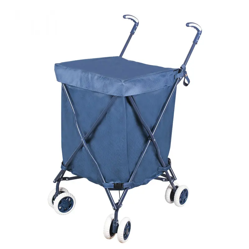 Household Shopping Cart, Folding Small Grocery Trolley, Sturdy Steel Frame Utility Trailer