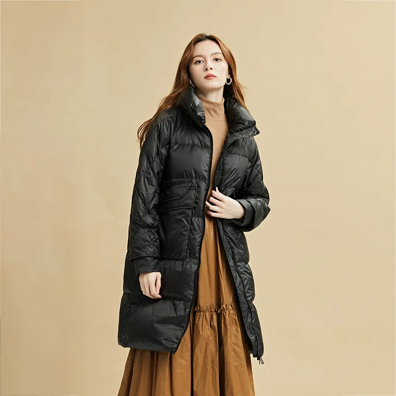 Winter Women's New Warm Down Jacket White Goose Down 90% Korean Long Jacket