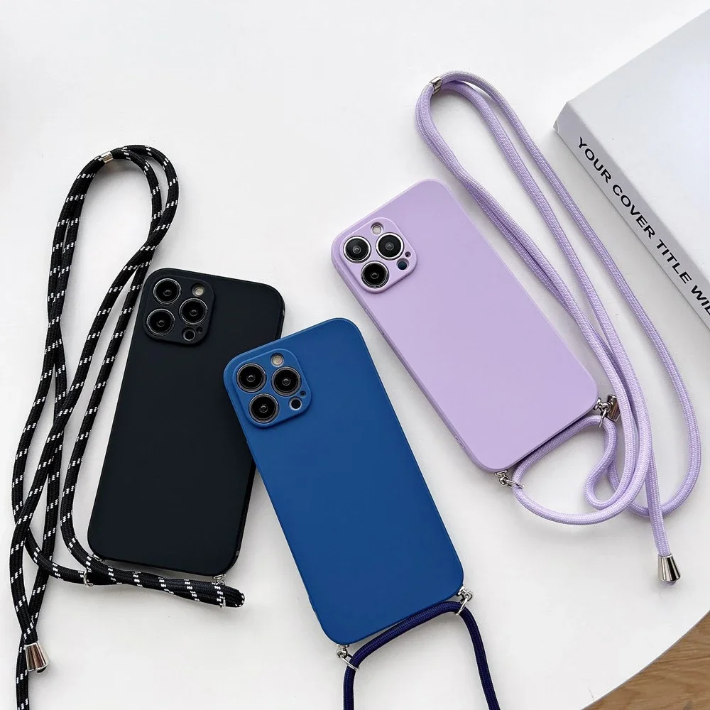 Силиконовый чехол с ремешком через плечо для Xiaomi Redmi Note 13 Pro Plus 12 12S 14C 13C POCO F6 M6 X6