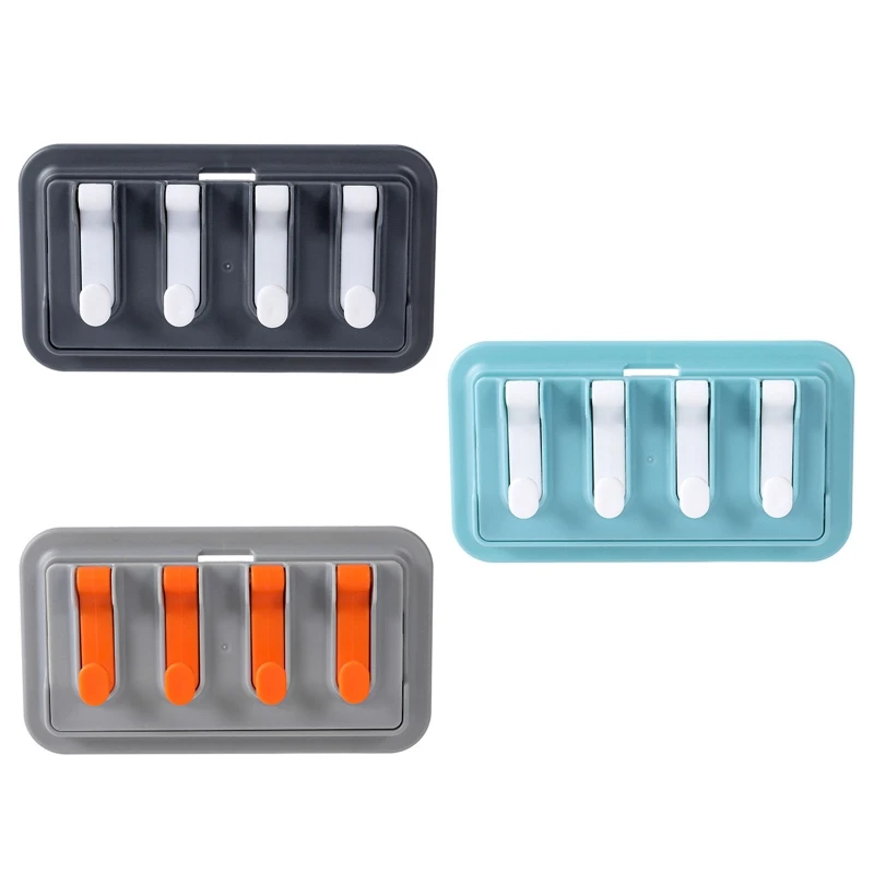 

Multifunctional Wall Mounted Plastic Foldable Towel Rack No Drill Adhesive Hanging Storage Shelf with Hooks Key Holder