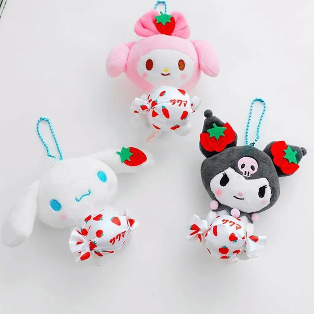

Sanrio Plush Toy Kawaii Kuromi Melody Strawberry Decoration Stuffed Fluffy Cute Anime Gift for Kids Birthday Gift Plush Keychain