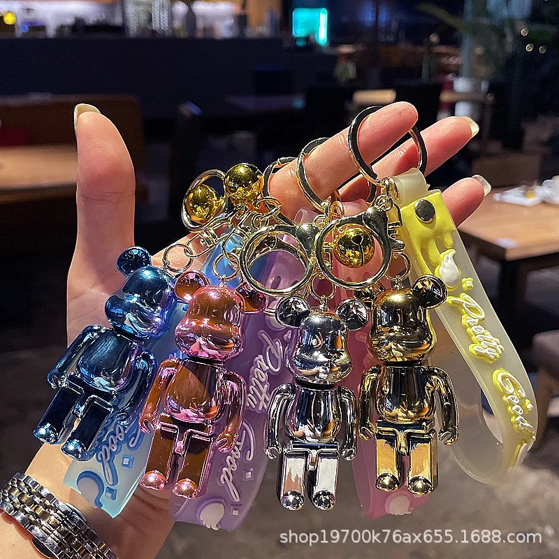 

Acrylic Doll Electroplating Bear Keychain Pendant Car Keys Mobile Phone Bags Small Gifts Wholesale Doll Machine Gifts Keyring