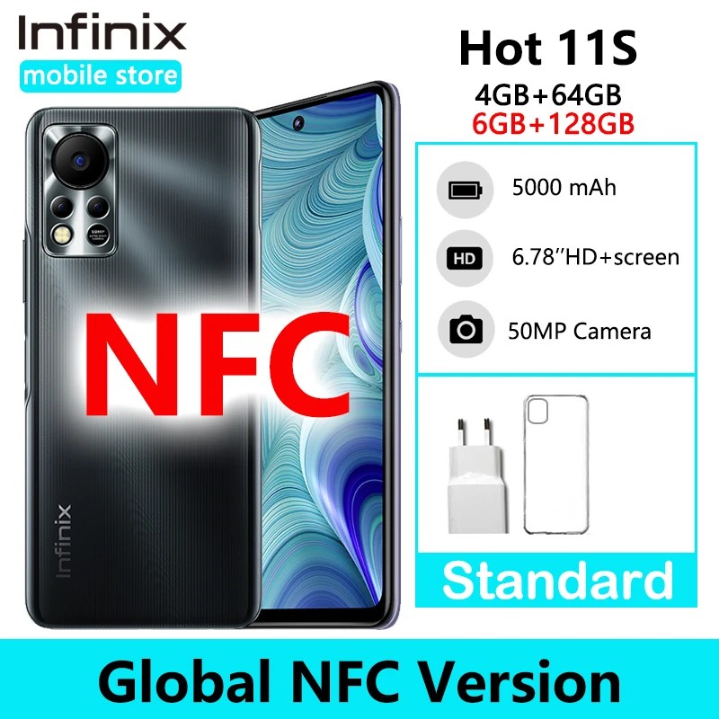 Global Version Infinix HOT 11S 6GB 128GB Smartphone NFC 4GB 64GB 6.78 FHD Display Helio G88 50MP AI Rear Camera 5000mAh Battery