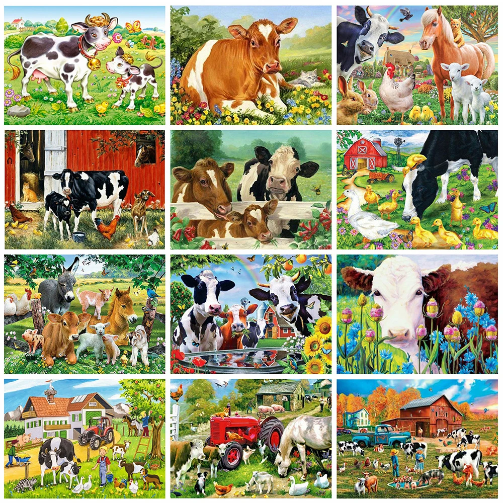 

JIEME Diamond Embroidery Cow 5D DIY Diamond Painting Cross Stitch Animals Picture Of Rhinestones Home Decoration