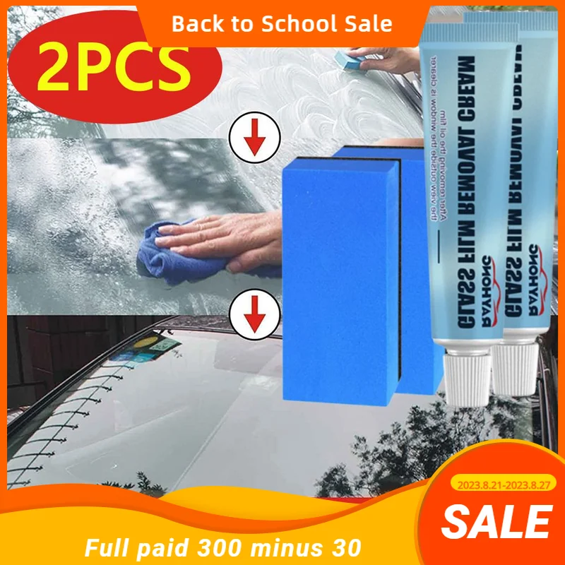 

2PCS Car Glass Oil Film Removal Wipes Car Windscreen Cleaner Removes Windshield Drops Car Glass Cleaning Oil Film Cleaner