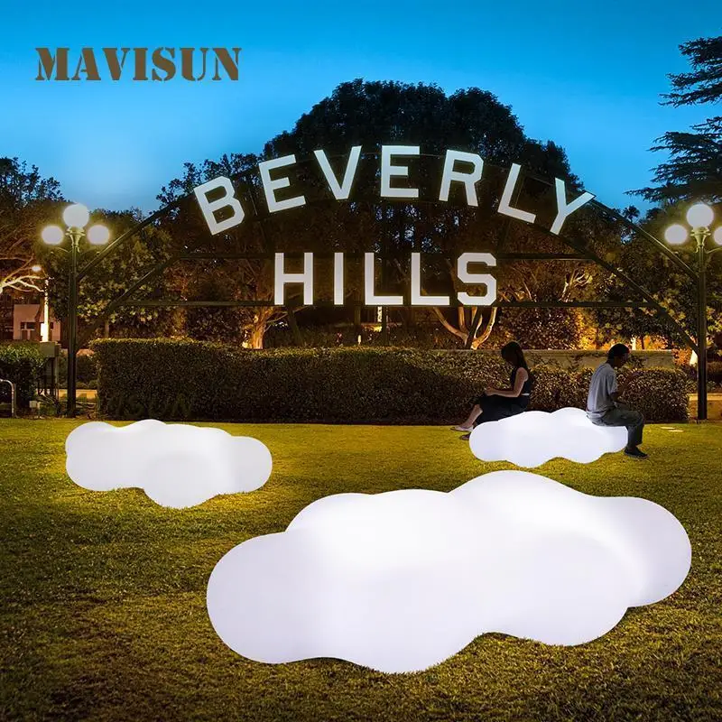 

Outdoor Plaza Seat Shopping Mall Light-Emitting Stool Cloud Shape High-Grade Plastic Stool Led Charging Power Connection Solar