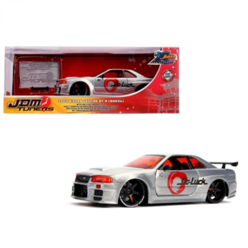 

Jada 1:24 2002 Nissan GTR R34 skyline JDM modified vehicle model 20th anniversary Diecast Metal Alloy Model Car Gift Collection