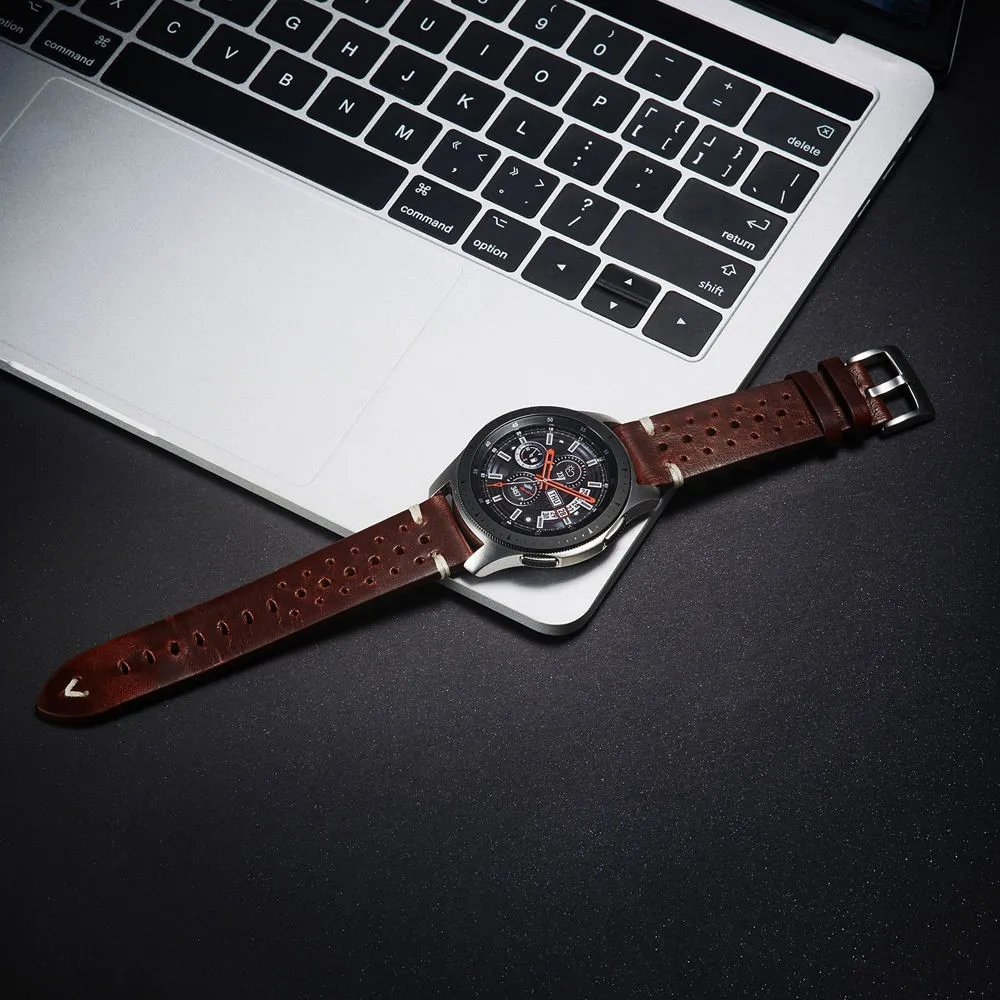 Genuine Leather Watch Bands Belt Porous 18mm 20mm 22mm Dark Brown Handmade Oil Wax Leather Watch Straps Women Men Quick Release