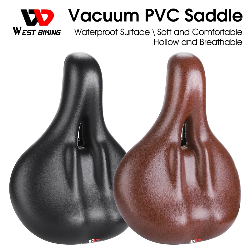 

WEST BIKING Comfortable Painless Saddle MTB Gravel Urban Bike Ergonomic Men Prostatic Saddle Women Brown Shock Absorb Saddle