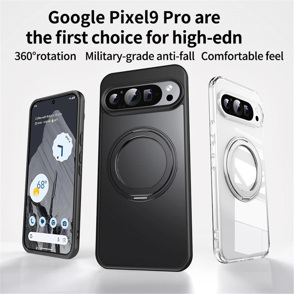 Для Google Pixel 9 Pro XL чехол 2024 прозрачный с кольцом-подставкой Magsafe 360