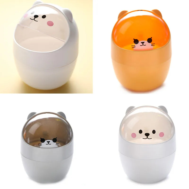 Ins Desktop Small Trash Bin Waste Bin Bedroom Home Cute Trash Can With Lid Office Supplies Dustbins Sundries Trash can images - 6