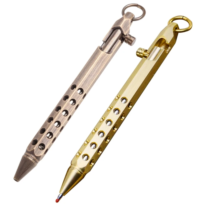 

Hexagonal Bolt Type Handmade Solid Brass Gel Pen Retro Portable Pocket Pen