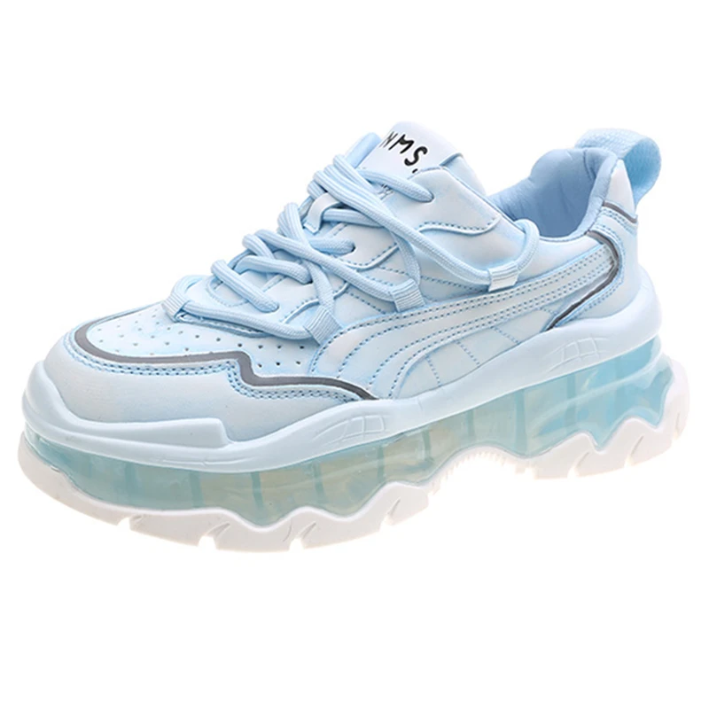 

Кроссовки женские из микрофибры, кожаные на платформе, повседневная обувь на танкетке, массивные, лето 2022