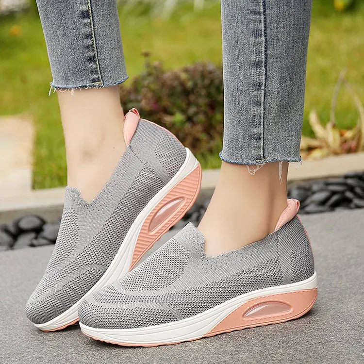 

Women Tennis Shoes Breathable Mesh Height-increasing Slip-on Female Sock Footwear Outdoor Women Sneakers Thick Bottom Platforms