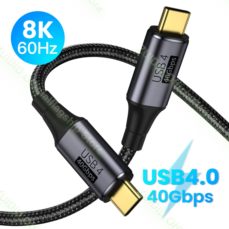 

USB4.0 Thunderbolt 3 8K@60Hz Cable 40Gbps Data Cable PD 100W 5A Fast Charging USB Type C to Type C Cable For Macbook Pro 0.5/1m
