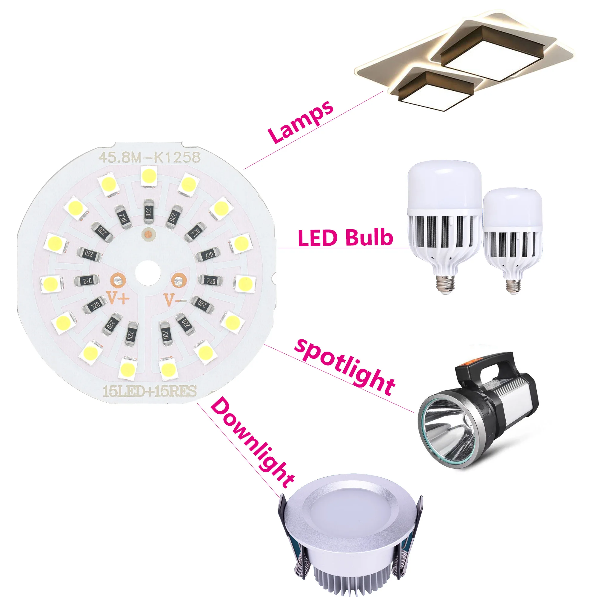 5pcs DC12V 3000K 6500K 9W 12W 15W 18W lamp Bead LED Bulb Lamp Powerful SMD3030 Brightness Light Board For led bulb led downlight images - 6