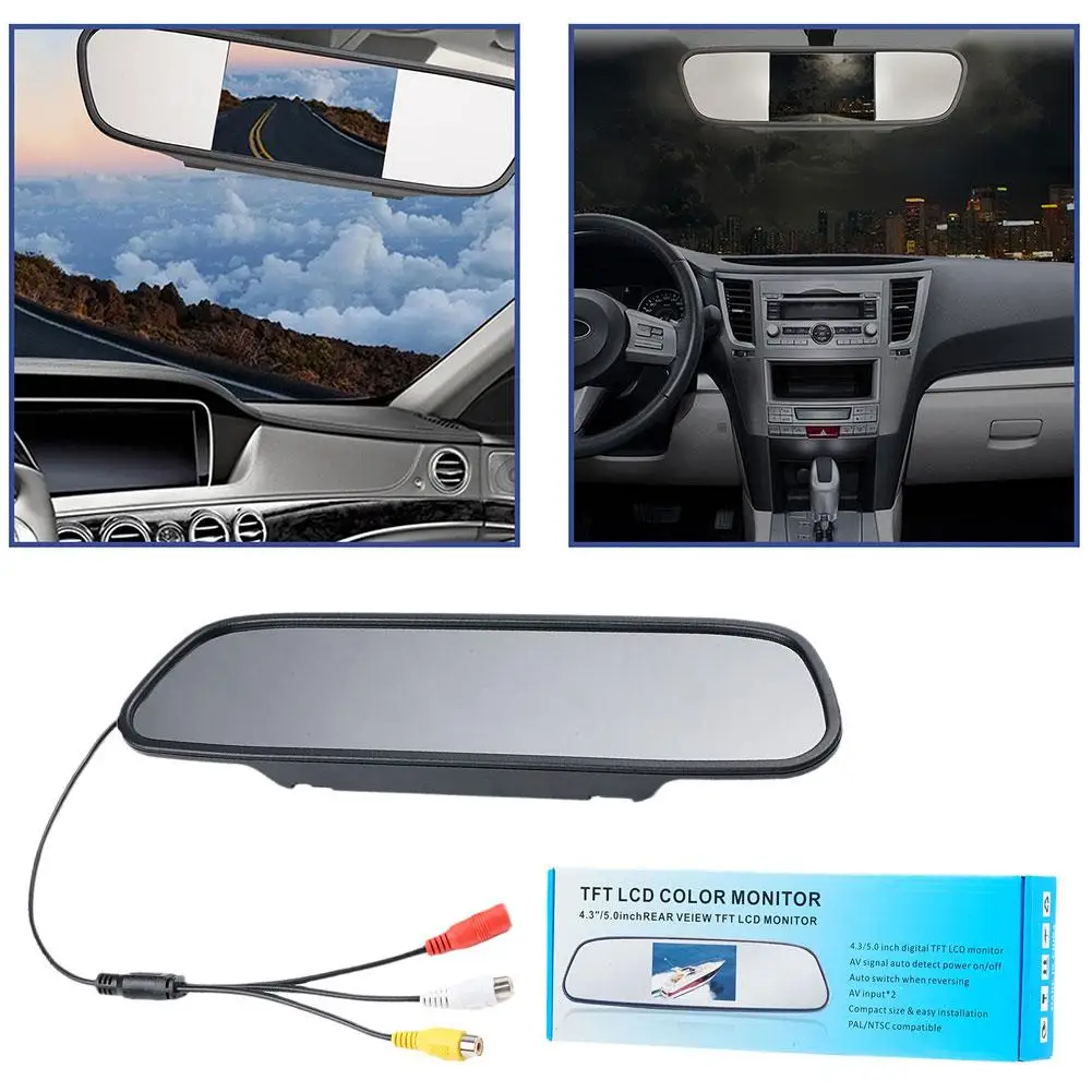 

Car Rear View Mirror Backup Camera Car Monitor 8 LED TFT Rear Monitor Vision Night View LCD 5" Mirror Room Car 4.3" Camera I8W4