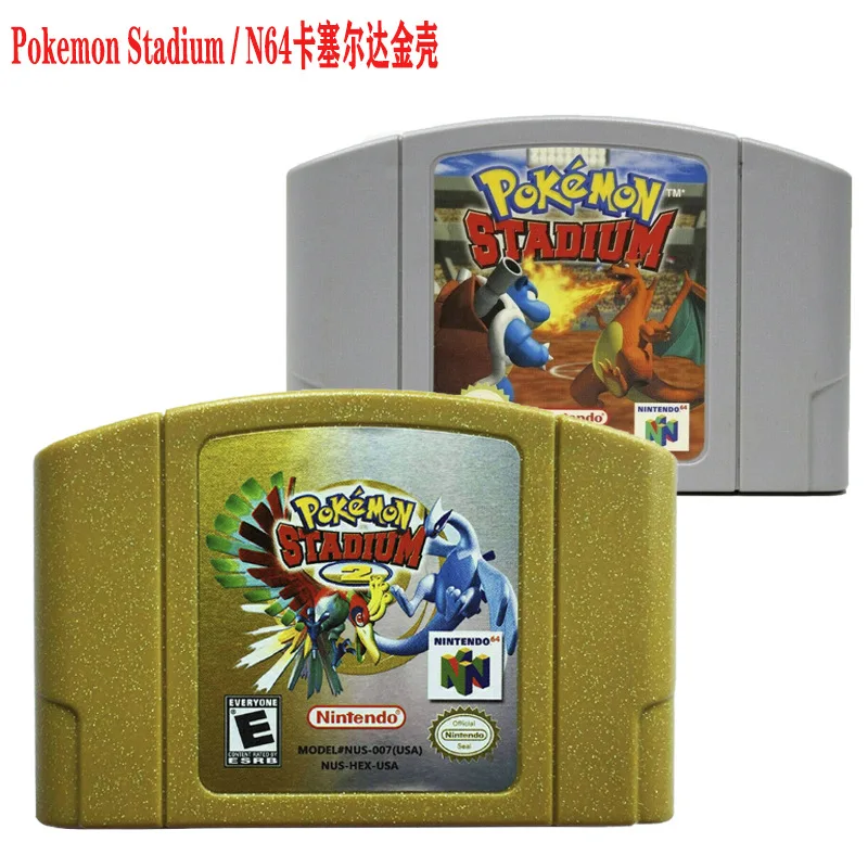 

Pokemon Stadium 1 2 N64 game caselda golden shell Puzzle League or Snap 64 Bit Game Cartridge USA Version NTSC Format For N64