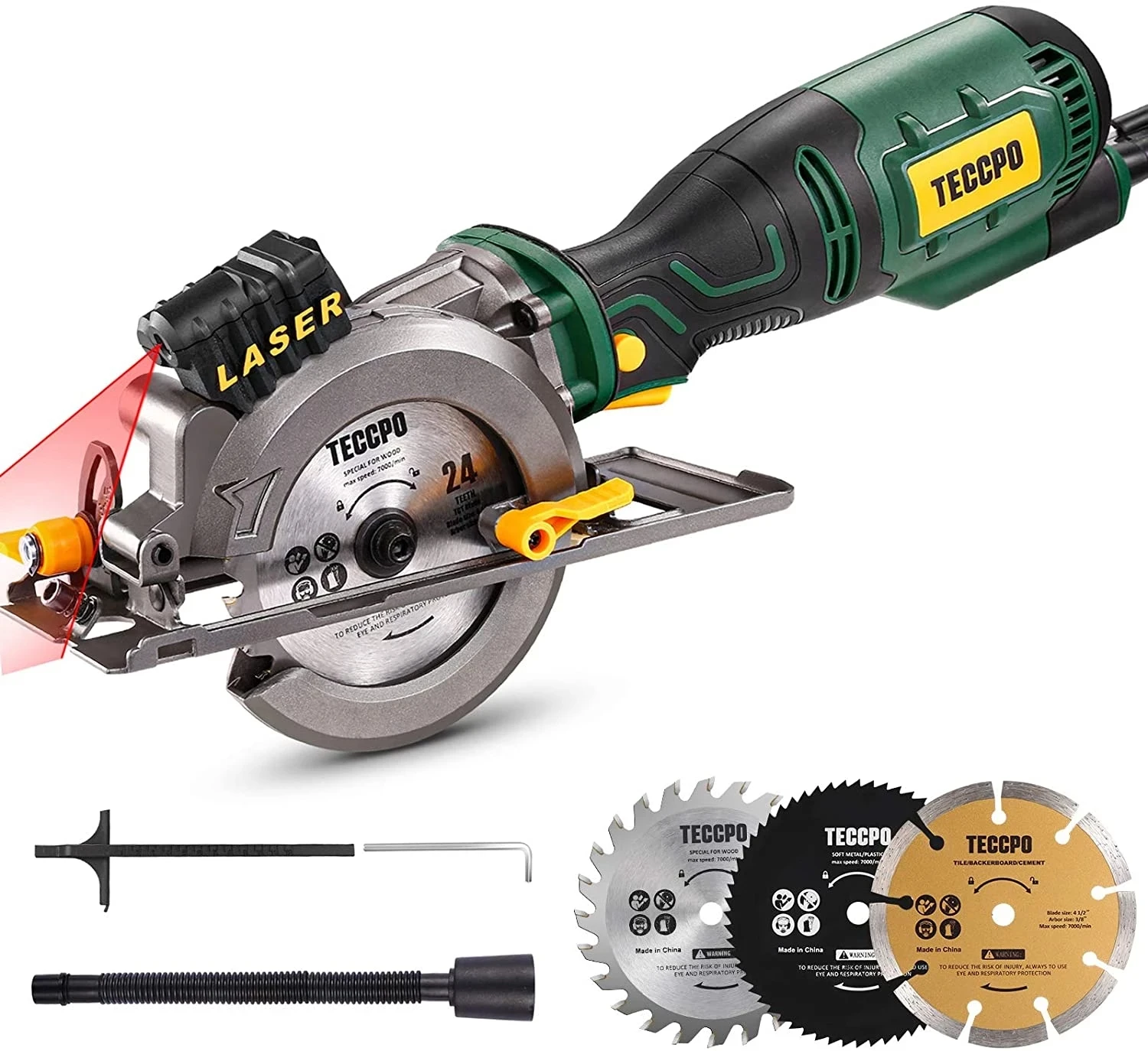 

2023 New Mini Circular Saw, TECCPO 5.8A Circular Saw with Laser Guide, Fine Copper Motor, Max Cutting Dept Metal wall plate