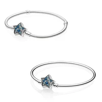 original moments blue star clasp with crystal bracelet bangle fit women 925 sterling silver bead charm pandora jewelry