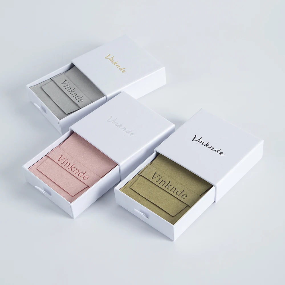 Best Packaging Designs Logo Drawer Jewelry Box White Thickened Cardboard Bracelet Necklace Earring Storage Case Microfiber Bag