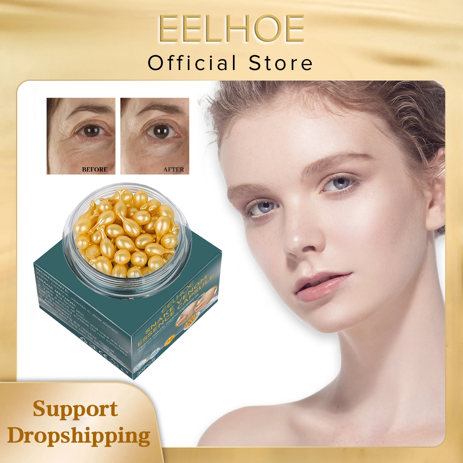 

EELHOE Anti Aging Capsules for Skin Glowing Whitening Serum Lifting Firming Wrinkle Remover Face Moisturizing Collagen Capsules