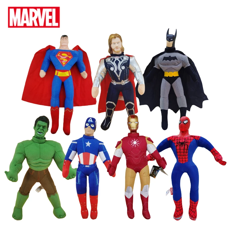Disney 27cm Marvel The Avengers Hulk Thor Captain America Iron Man Superhero Batman Superman Figure Plastic Head Plush Doll Toy