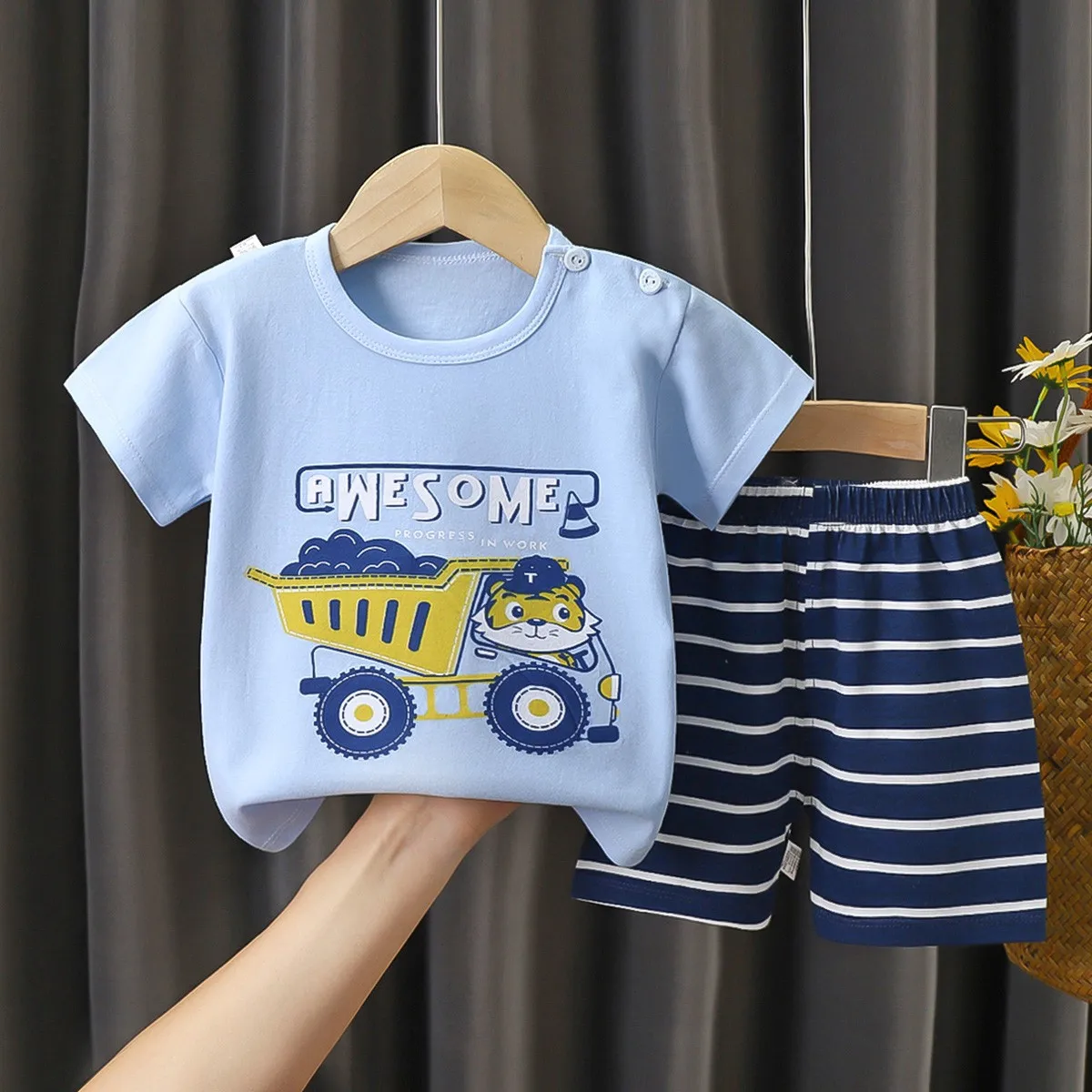 Брендовая одежда комплекты для маленьких мальчиков модная футболка в полоску +