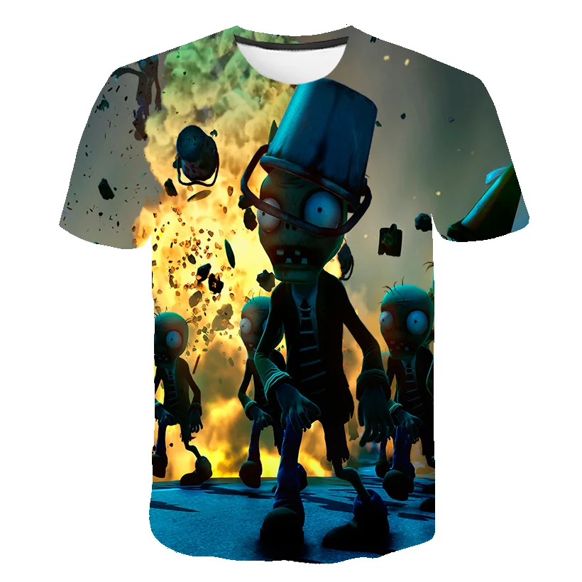 

2022 Boys Girls 3D Short Sleeve T-Shirt Plant Zombie Print T-Shirt Girls Cartoon Print T-Shirt Animation T-Shirt 3-14 Years Old