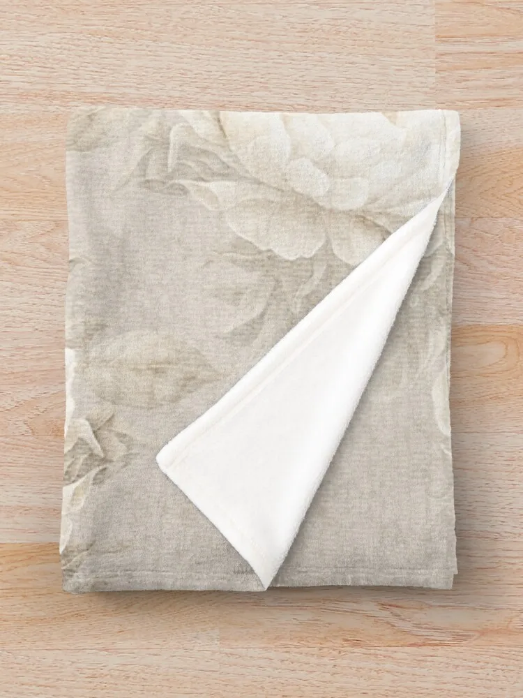 Большие пионы. Neutra бежевый цветочный винтажный декор для дома. Цветы бохо. Плед