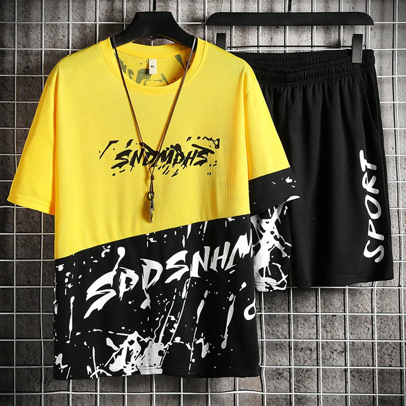 

2022 New Summer Men's Short Sleeved T-shirt Korean Trend Street Casual Sports Versatile Suit Youth Cool Half Sleeved Dress Suit