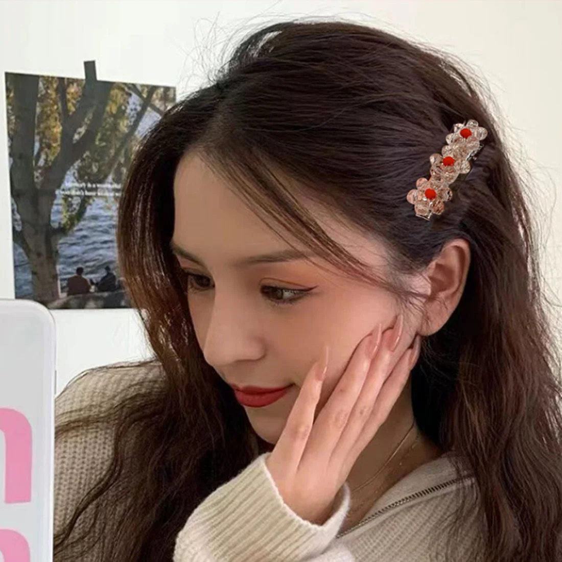 

1Pc 2023 Summer Crystal Flower Jelly Duckbill Clip For Girl Hairclip Side Clip Barrettes Women Hair Accessory Fashion Bangs Clip