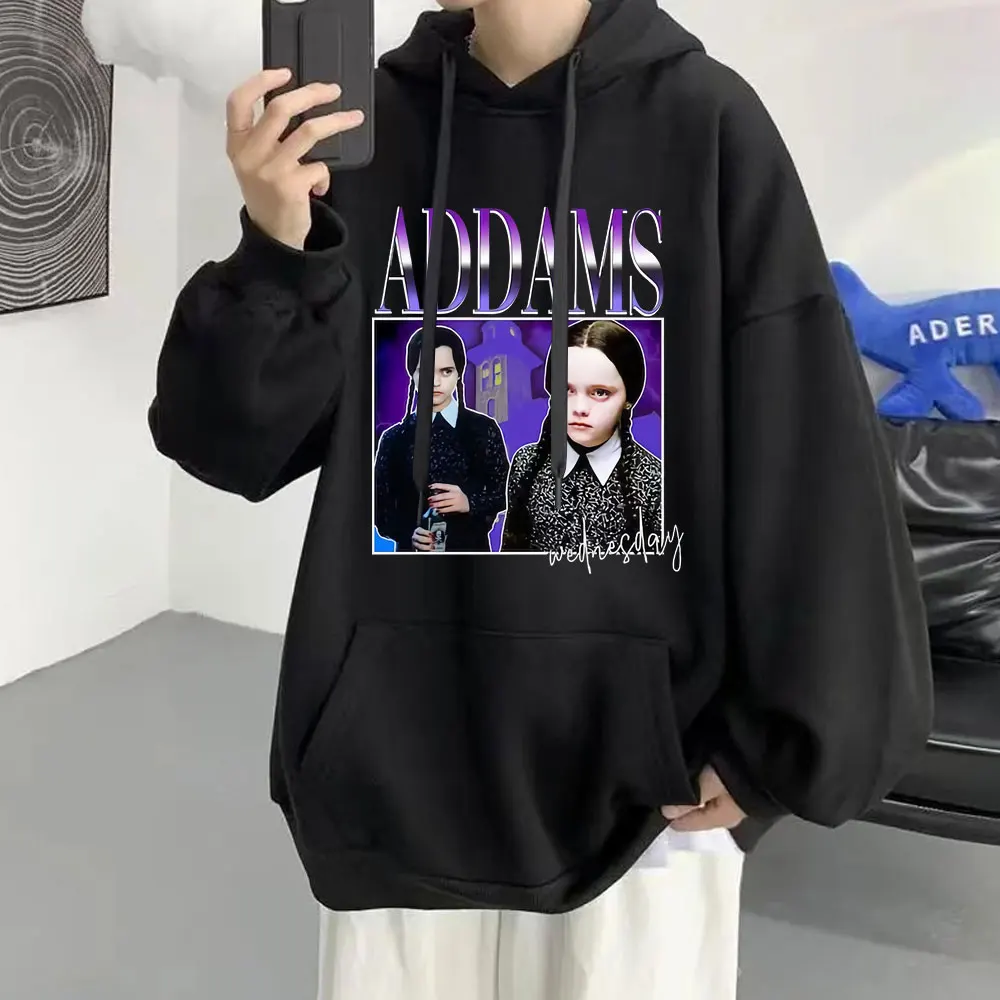 

Худи с графическим рисунком в стиле фильма 12.adдамс Nevermore академия, винтажная Готическая толстовка с капюшоном, парные пуловеры большого размера, худи