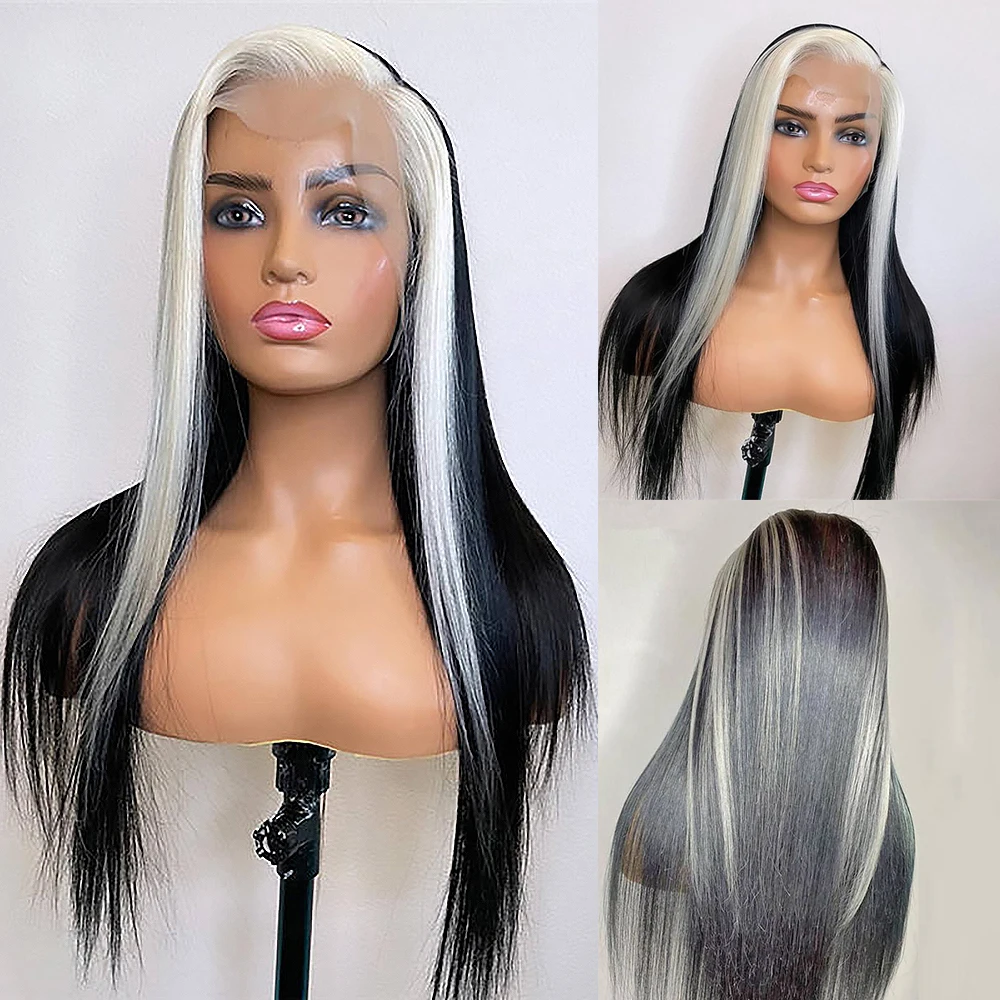 Lace front human hair Wigs Brazilain Straight blonde highlight black Color HD Transparent frontal Wigs For Black Women brazilian