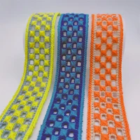4 3cm cotton webbing embroidered lace colorful hollow square lace fabric