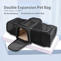 full mesh window anti escape breathable double expansion portable cat bag can be expanded to go out portable folding pet bag