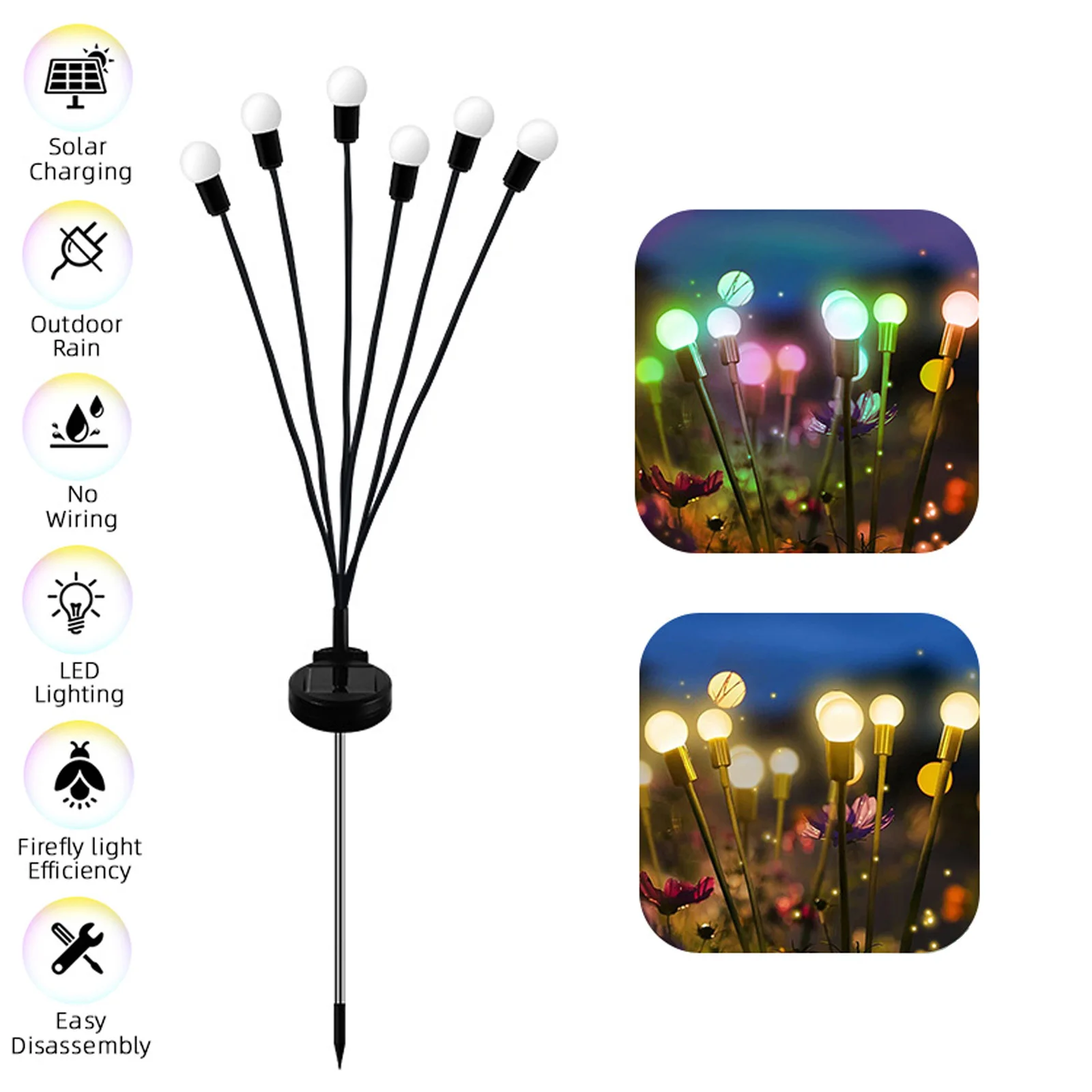 

2Pcs Solar Powered LED Firework Firefly Swaying Light Landscape Lighting For Outdoor Yard Pathway Lawn Garden Decoration