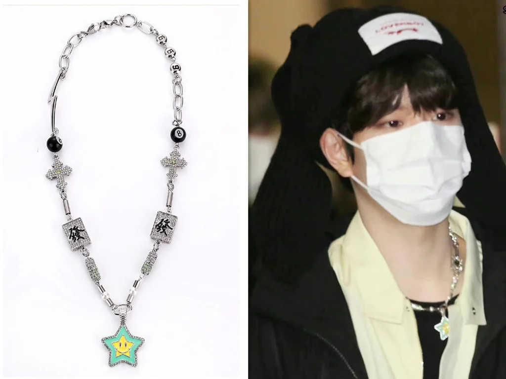 

KPOP new men's group Stray Kids same style star necklace Fat fortune letter diamond pendant jewelry Hip-hop couple jewelry Gifts