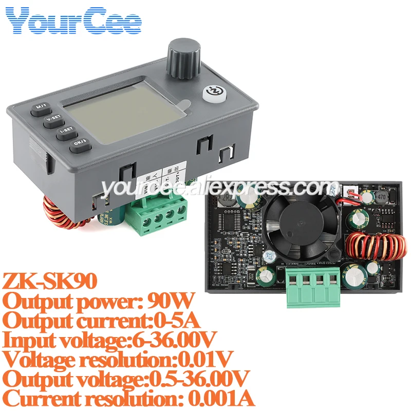 Фото SK90 SK40 Buck Boost CNC DC Регулируемый стабилизированный лабораторный источник питания 6-36 В 40 Вт/90 Вт CC CV зарядный модуль №4