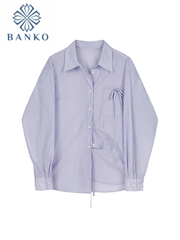 

Chic Loose Long Sleeve Blouse Women Clothing Irregular Lace Up Sunscreen Shirt Mujer 2022 Fashion Casual Pocket Shirt Tops Femme