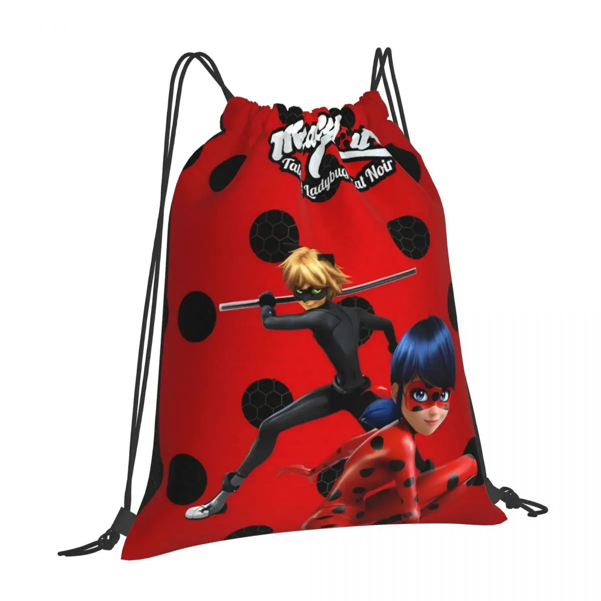 Спортивный рюкзак на шнурке с героями мультфильмов-Miraculous-Ladybug спортивный для