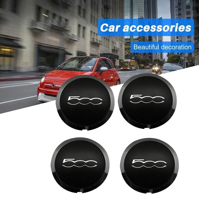 

4Pcs 133Mm Hubcap For Fiat 500 Spare Parts Wheels Centre Hub Caps 68078419AC 68078421AC Dust Cover 51884863 Black