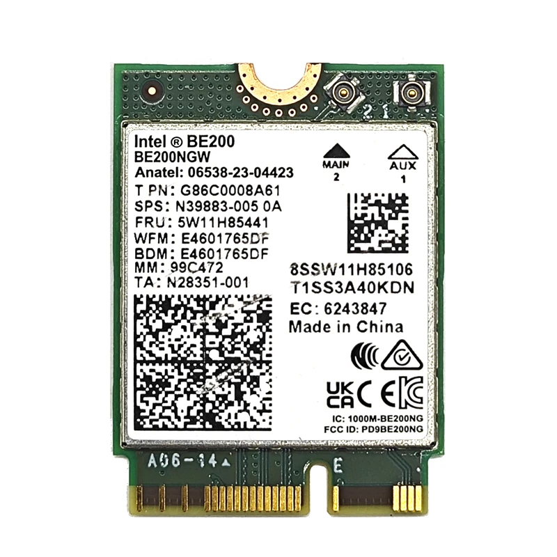 Wi-Fi-карта BE200 WIFI7 Wi-Fi 7 для Intel Bluetooth 5 4 M.2 BE200NGW 2 4/5/6 ГГц 8 Гбит/с ПК и ноутбуков на базе