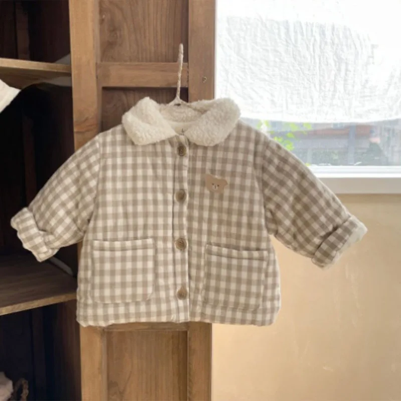 Freely Move Fashion Baby Girl Winter Clothes Jacket Thick Lamb Collar Infant Toddler Child Warm Cartoon Coat Baby Outwear Cotton