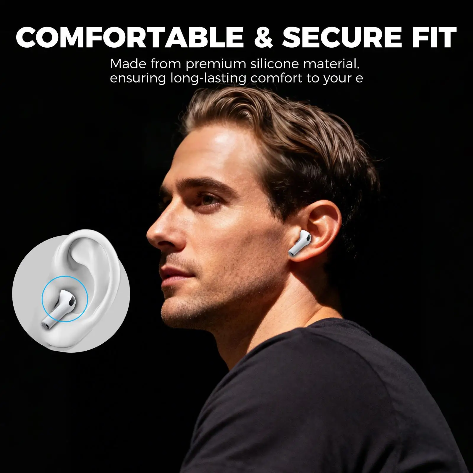 Фото Сменные силиконовые насадки для AirPods Pro 3 (4 пары, размеры XS/S/M/L) с набором для хранения и чистки, щетка для чистки, цветные (разные цвета) №4