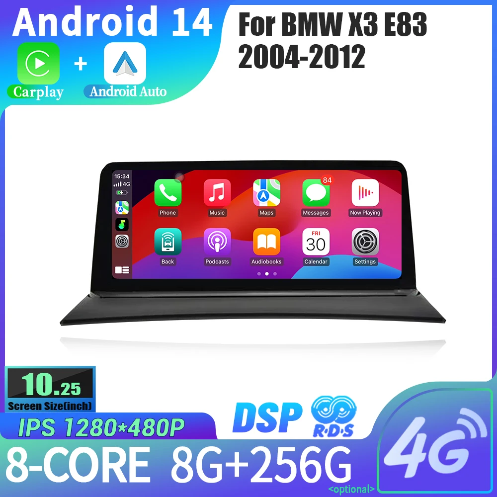 10 25 &quotдля BMW X3 E83 2004-2012 автомобильный радиоприемник Android 14 мультимедийная