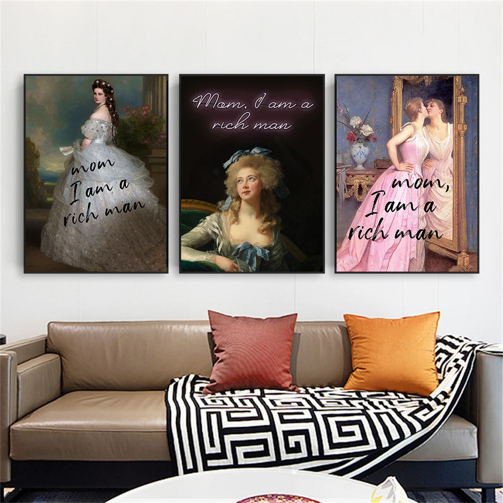 Забавный фотопостер с надписью Мама я богатый человек принты искусство