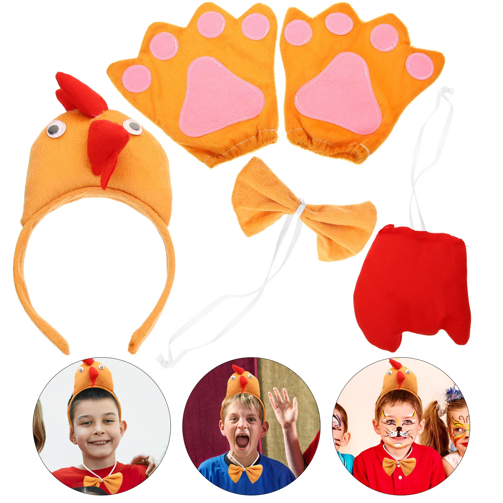 

Tail Chicken Costume Accessory Headpiece Bow Tie Prop Cosplay Kit Easter Party Supply Kids Suits